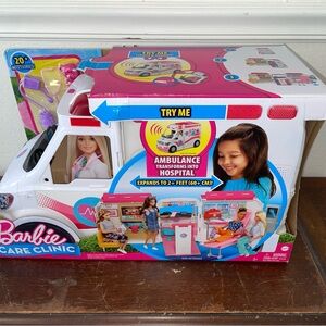 Barbie Care Clinic Ambulance - Pink, White, and Blue